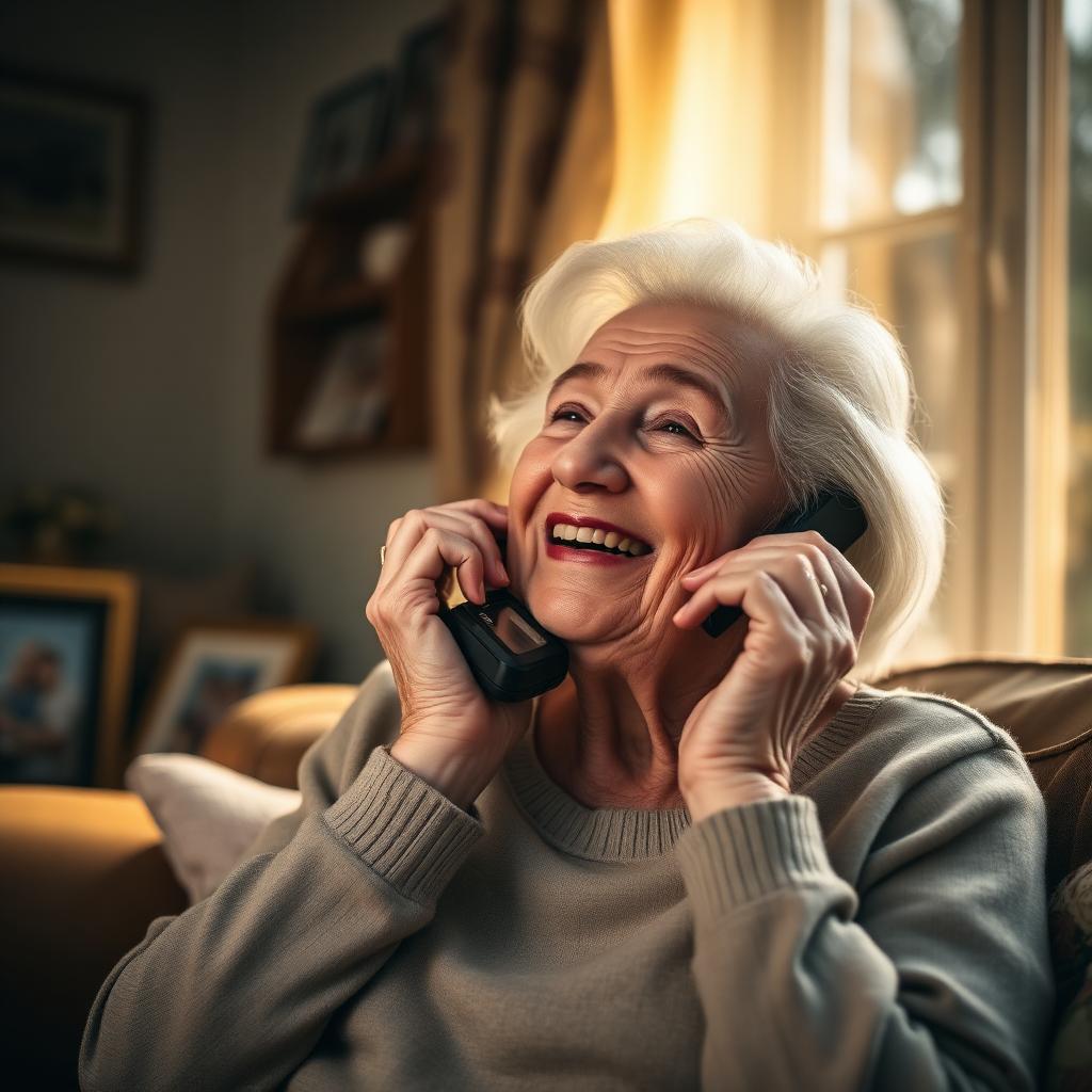 Grandmother speaking on the phone