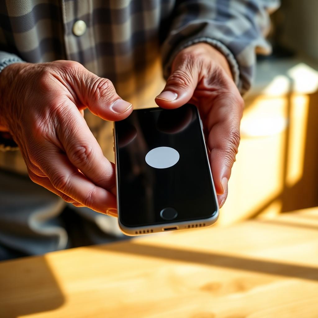 Elderly hands holding a phone